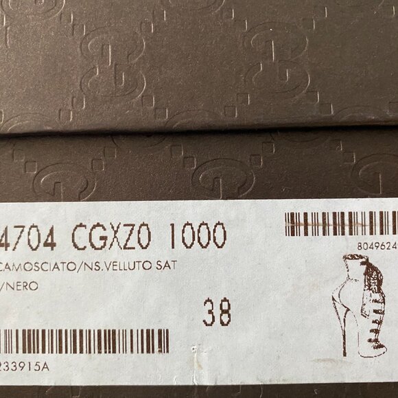 Gucci Black Kid Suede Velvet Lace-up Boots Size 38 - Picture 9 of 11